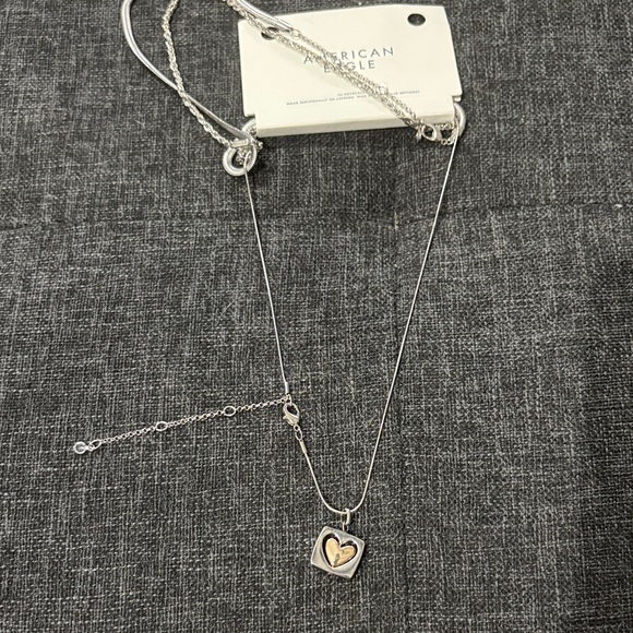 American Eagle Outfitters Silver and Gold Heart Necklace - Picture 2 of 5